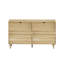 Commode de rangement à 6 tiroirs avec façade en rotin, poignées en métal et base en bois