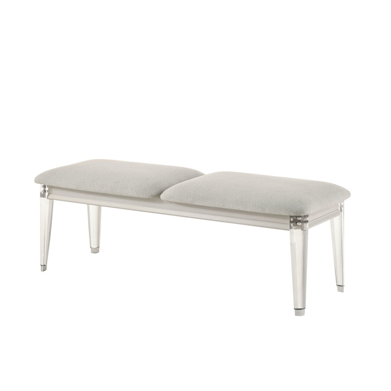 Élégant banc de siège bouclé gris - Mousse rembourrée en mousse de 54 po de largeur avec pieds en tissu d'ameublement en acrylique