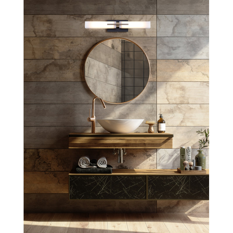 Abberger 24 In. 2 Light Matte Black And Gold Integrated LED Vanity Light