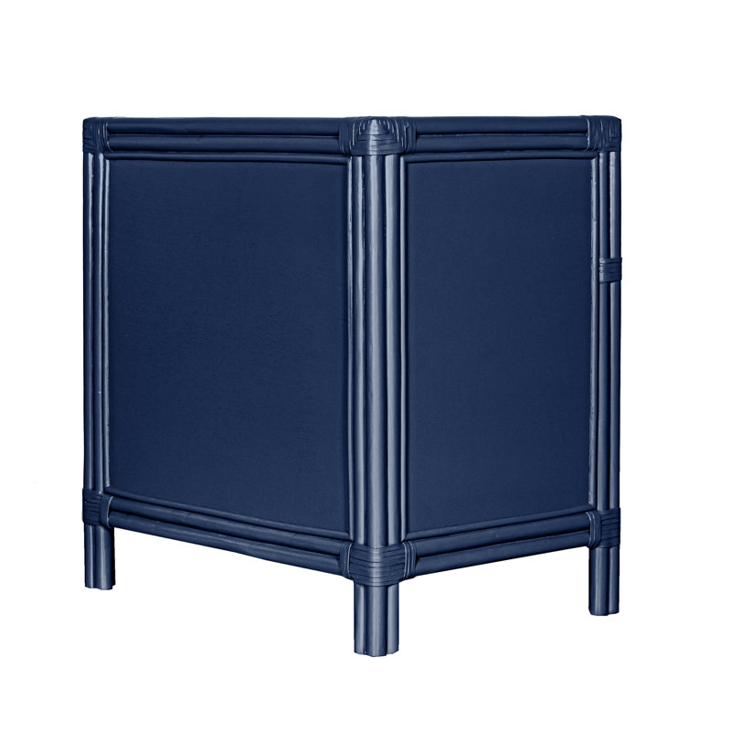 Clara Collection 1 - Drawer Rattan Nightstand, Navy