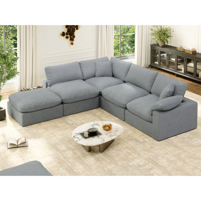  Canapé modulaire rembourré en duvet avec repose-pieds pour le bureau Hifza