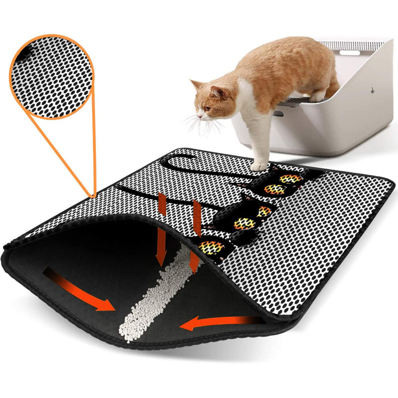 Tapis pour litière de qualité supérieure, 18 po x 24 po | 50% PVC / 50% polyester, lavable à la machine et passer l'aspirateur | Conception durable et facile à nettoyer pour les propriétaires d'animaux de compagnie | Protégez vos planchers des dégâts de la litière