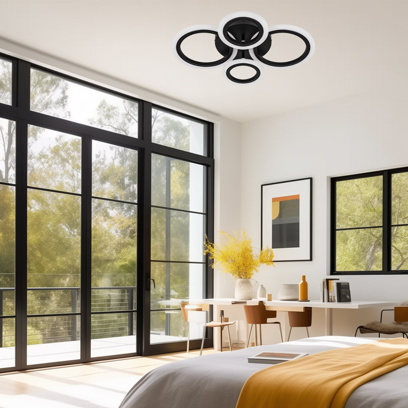 Christain 4-Light Black Modern Integrated LED Flush Mount Ceiling Light