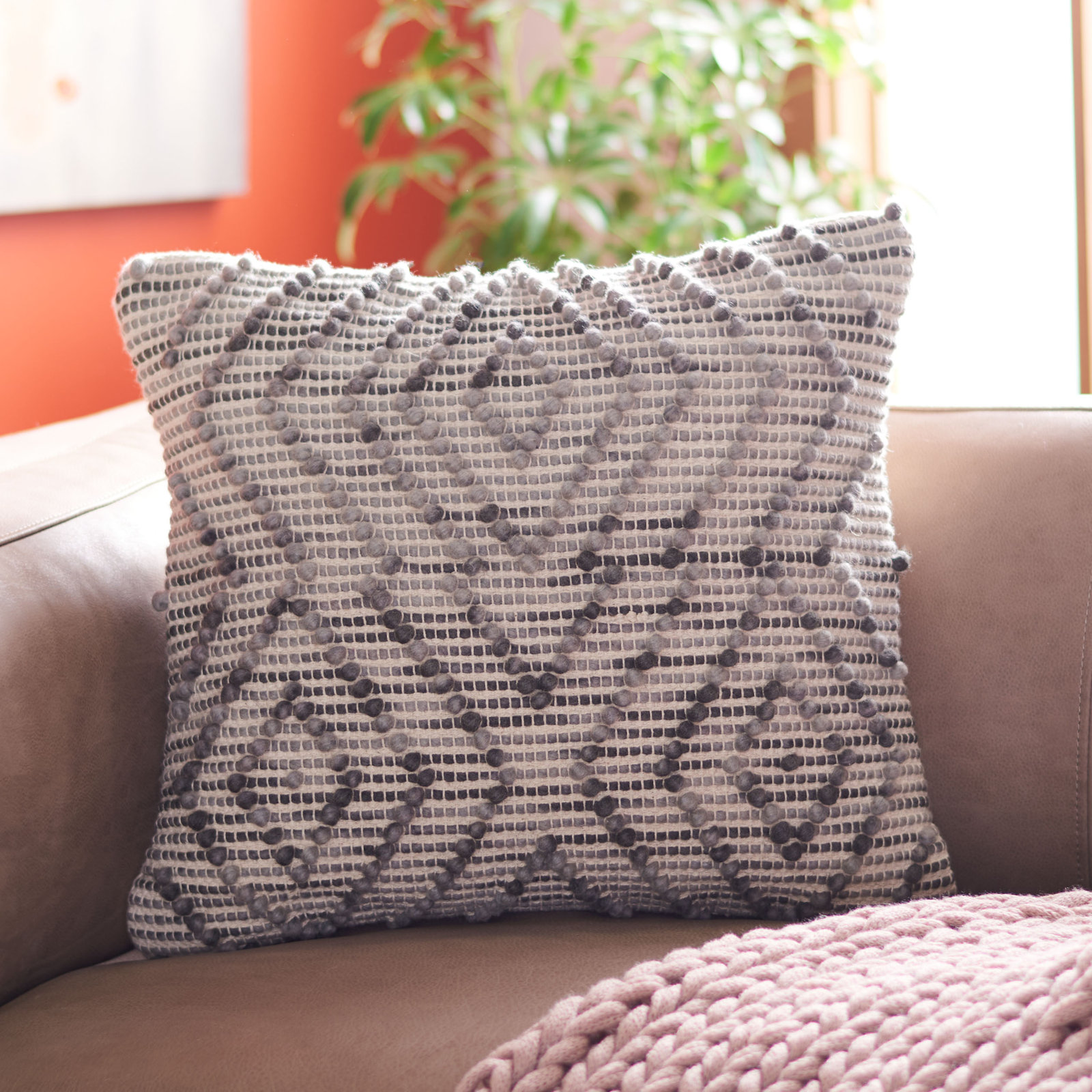 Cait Pom-poms Wool Throw Pillow