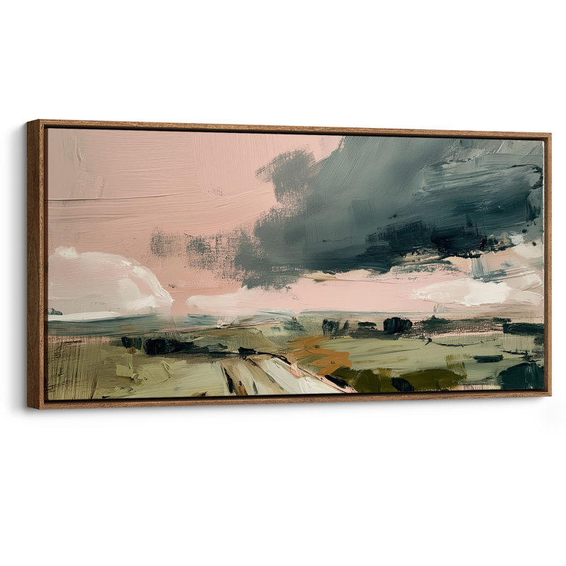 «Pink Sky Modern Landscape», impression sur toile, salon, Naturel, H 30 po x l 60 po