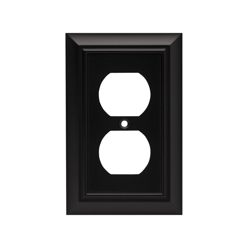 Architectural 1-Gang Duplex Outlet Wall Plate, Matte Black