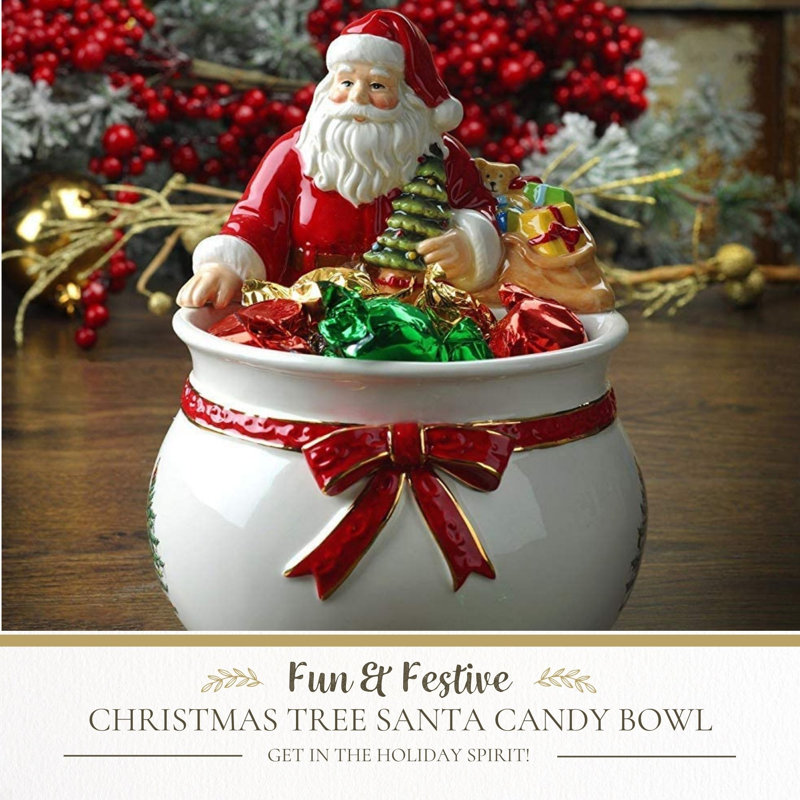 Spode Christmas Tree Santa Candy Bowl 7.75"