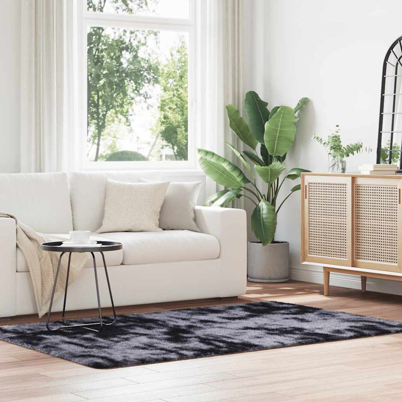 Shaggy Rug High Pile NAVARRA Dark Grey Polyester, Rectangle 130 x 200cm
