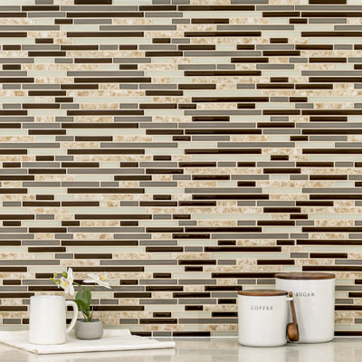 Carrelage mural mosaïque en verre 12 po x 12 po Tesora Mocha