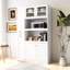 Armoire de cuisine avec tablette coulissante multifonctionnelle à 4 portes en blanc pour un espace de rangement propre