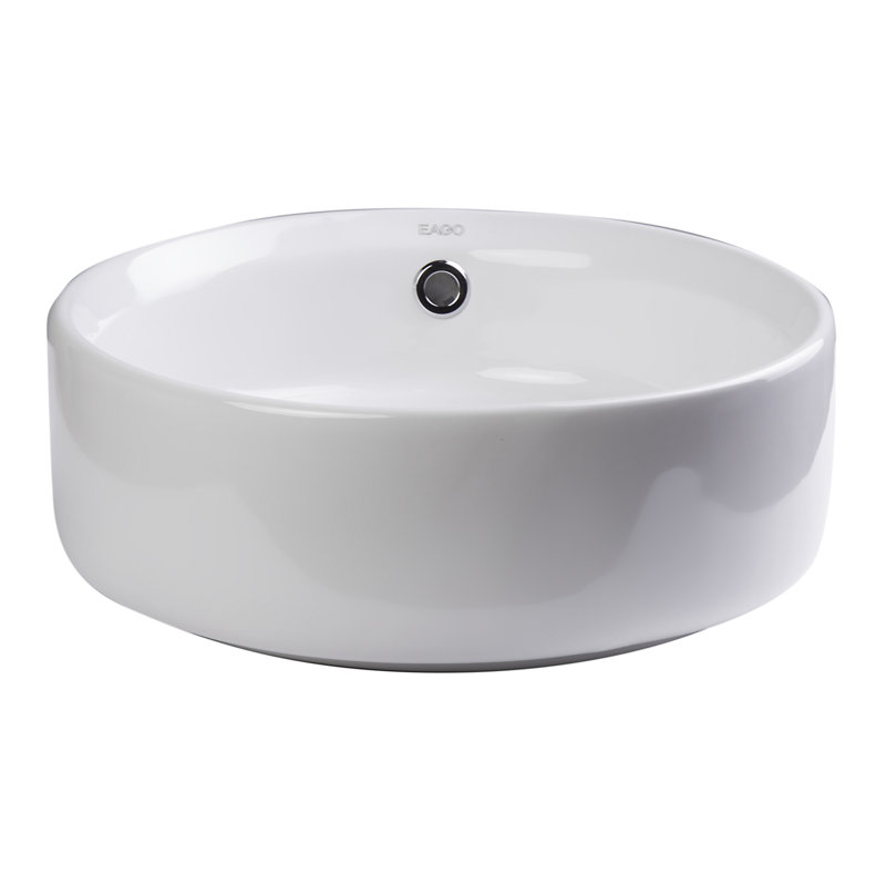 Lavabo de salle de bain circulaire en céramique avec trop-plein