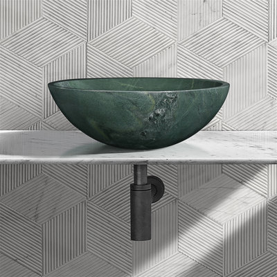 Green Natural Marble Bathroom Vessel Sink