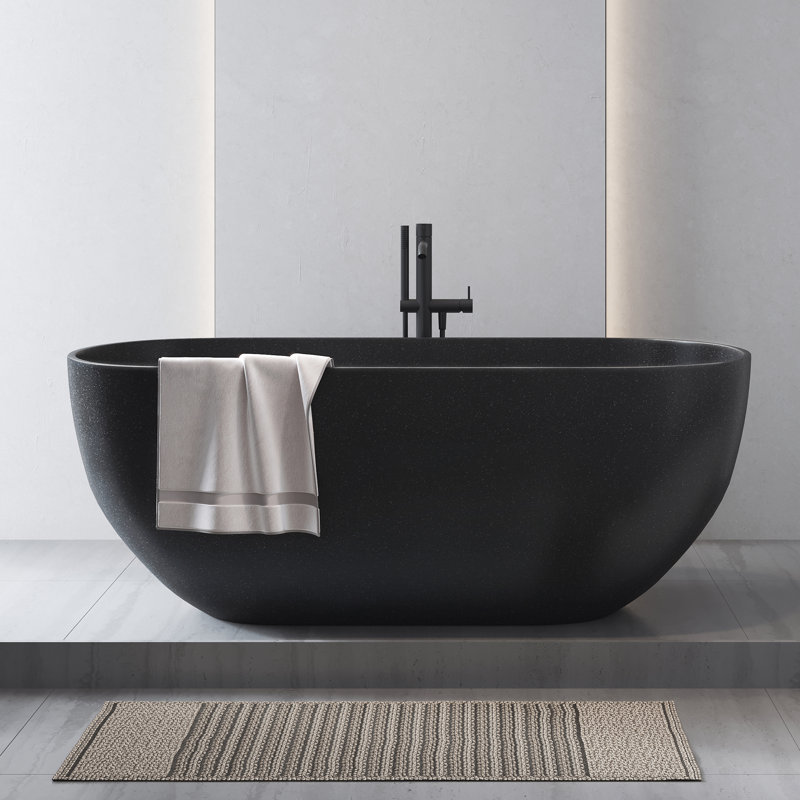 Baignoire de trempage à surface solide 63 po x 30,71 po, Noir