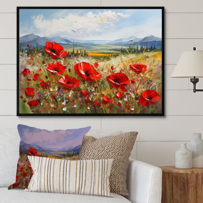 " Red Poppies Field In Mountain I "