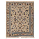 Hand Knotted Wool Oriental Area Rug in Ivory And Rose