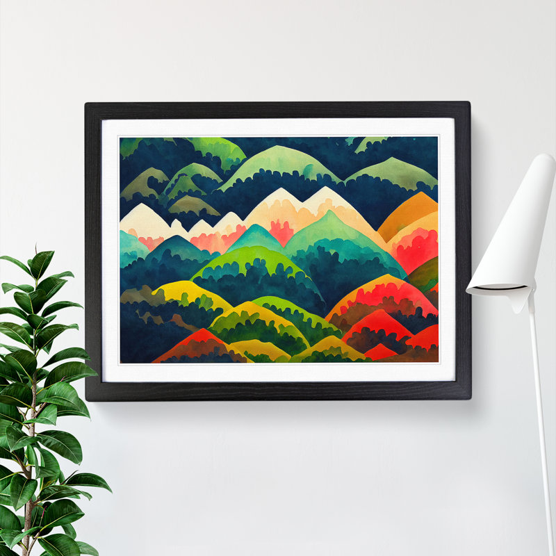 Abstract Mountain Range - Framed Print, 34cm H x 46cm W x 2cm D, Black