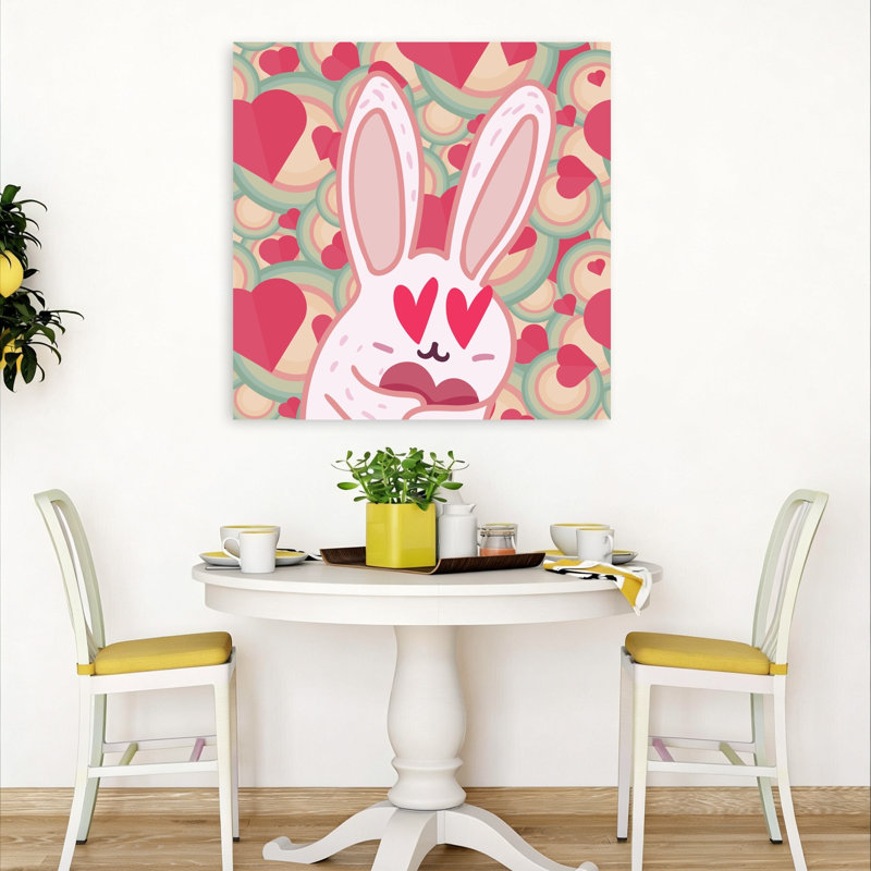 Affiche murale contemporaine « Lapins amoureux » représentant une forêt de lapins, H 36 po x l 36 po