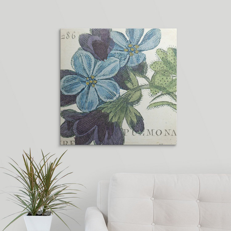 « blue floral », impression, H 35 po x l 35 po x P 1,5 po, Toile
