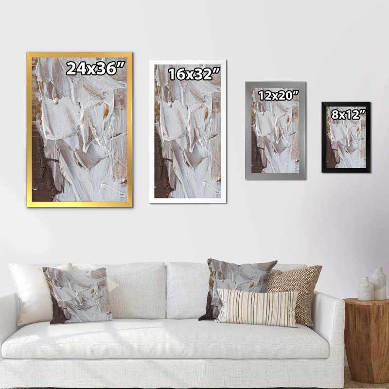 Strokes Of Beige And Brown - Décoration murale moderne et contemporaine en toile, Impression noire sur toile encadrée
