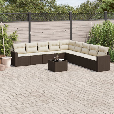 Grand canapé modulaire en rotin PE Vidaxl