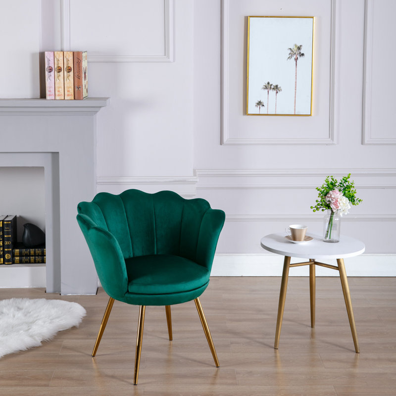 Aguilard Upholstered Armchair, Gold colours, Velvet, Green