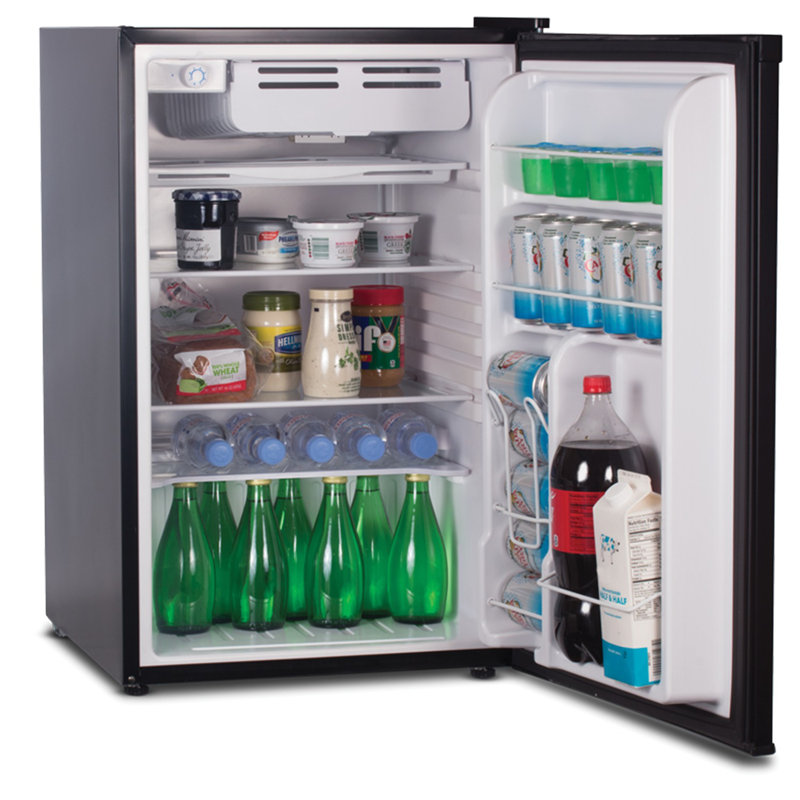 Black Compact Counter Depth Mini Fridge with Glass Shelves