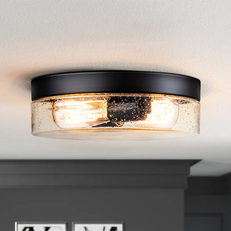 Boatner Glass Flush Mount, Black