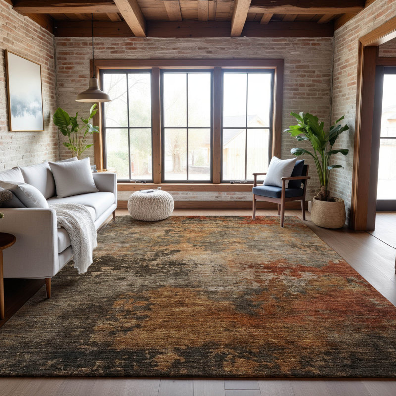 Premium Machine Washable Jessie AMF1216 Abstract Rug, Rectangle 10 pi x 14 pi