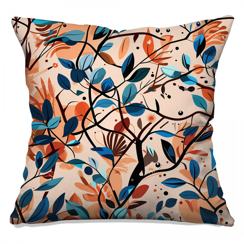 Coussin Leaves, coussins double face nature, 16 x 16 inches
