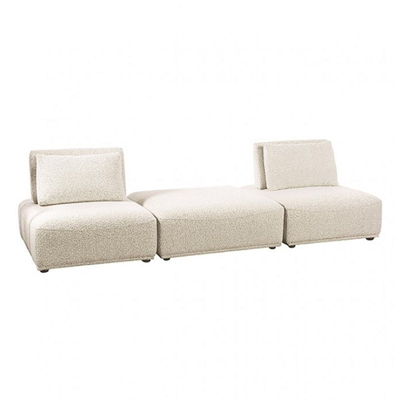 Causeuse 2 places avec repose-pieds carré Wayzata, Bleu, 32" H x 114" W x 41.5" D