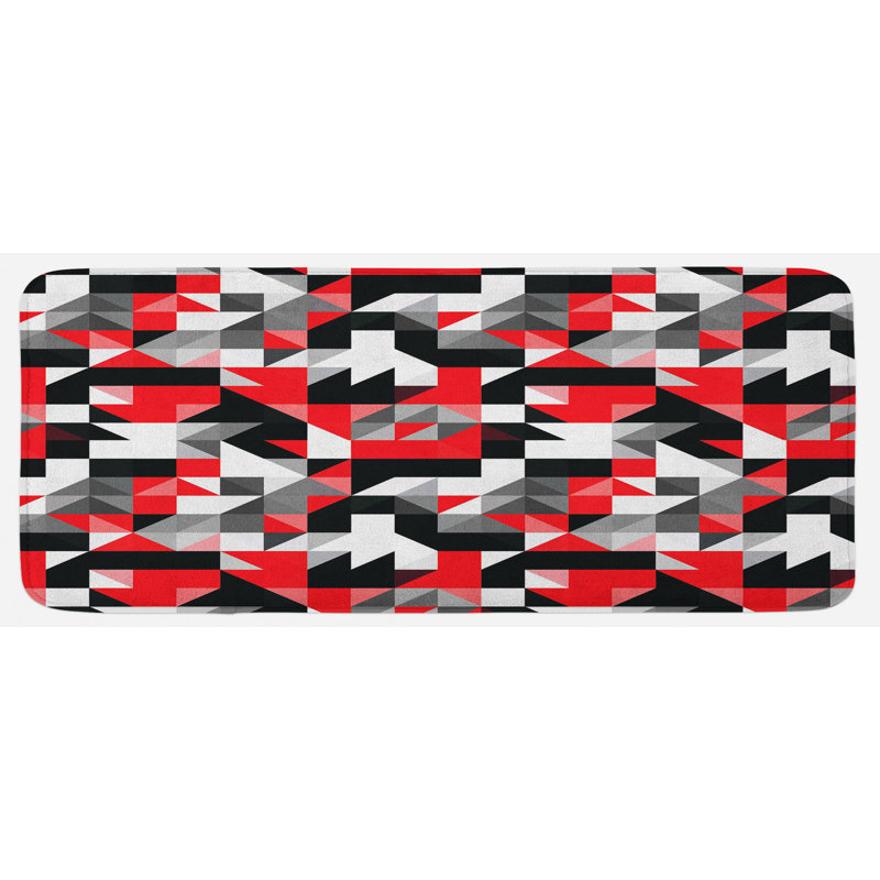 Tapis de cuisine abstrait à demi-angle géométrique à demi-angle à motif de couleur gris anthracite