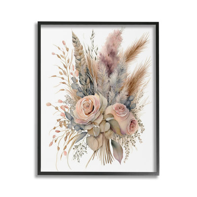 Boho Rose Pampas, art de la giclée encadrée par LSR Design Studio