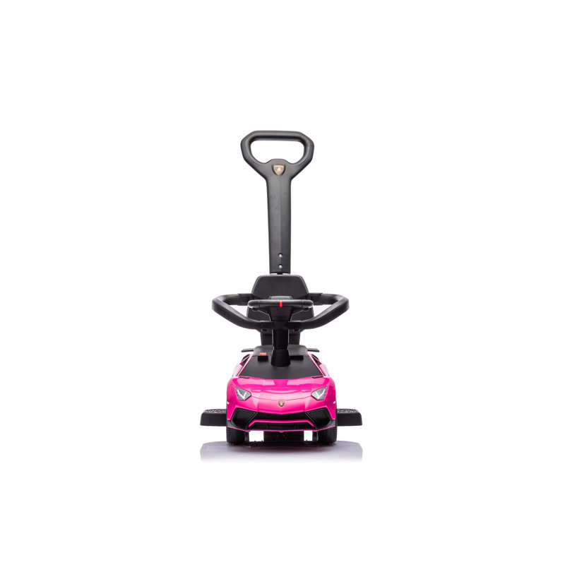 Pink Lamborghini 3-in-1 Kids Push Ride-On Toy Car