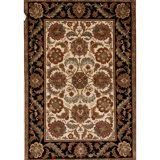 Hand-Knotted High-Quality Ivory and Black Area Rug