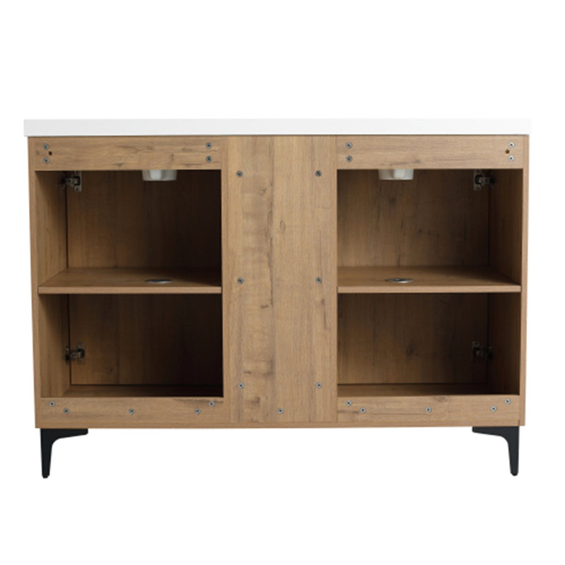 Meuble-lavabo autoportant 48 po avec double lavabo et support de rangement 48 po