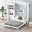 Grand lit escamotable avec tablettes de rangement et conception à persiennes - Lit mural peu encombrant, blanc-1114186042