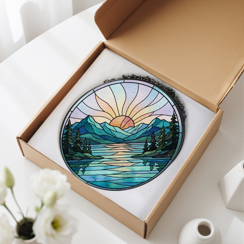 Panneau de vitrail en verre coloré, 7,8 heures, H 7,8 po