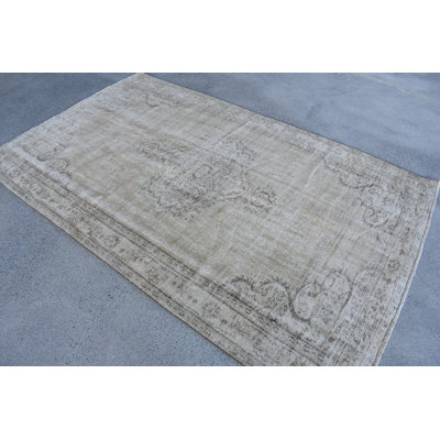 Tapis beige en laine à motif patchwork rétro 60,2 x 96,1 pouces
