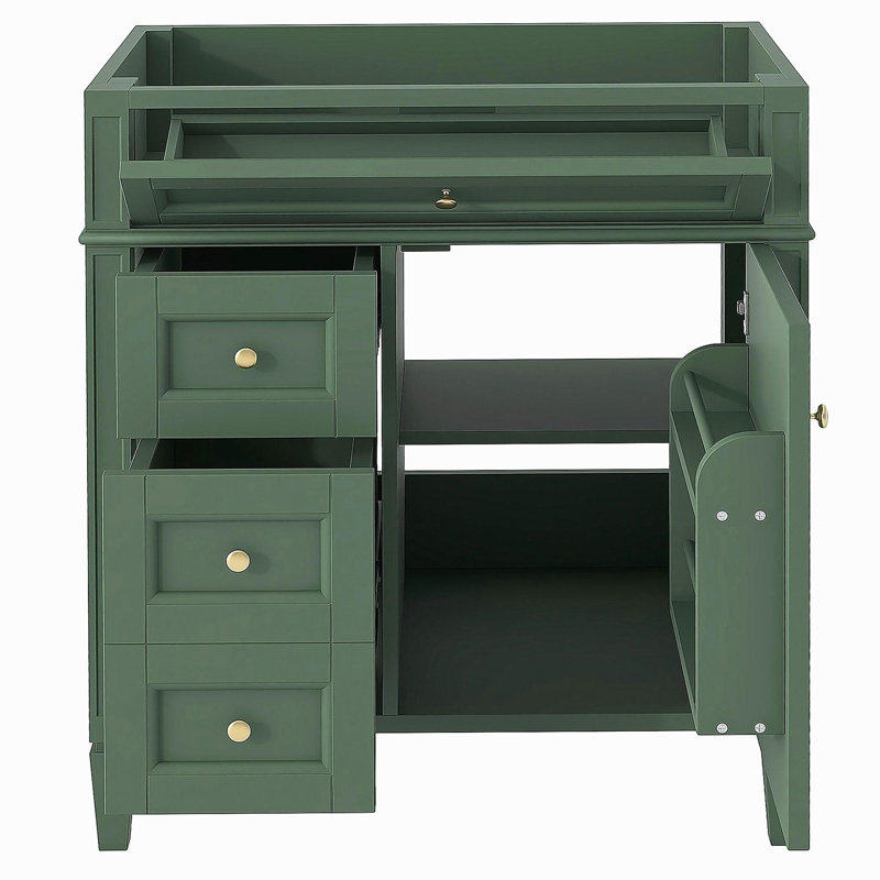 Meuble-lavabo de salle de bain de 30 po sans lavabo supérieur, armoire de rangement moderne avec 2 tiroirs et un tiroir rabattable (BASSIN INCLUS)