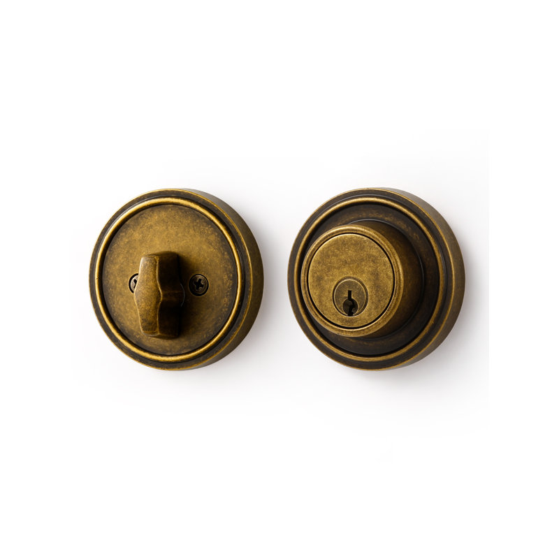 MRML Deadbolt Brushed Gold Keyed Entry Dead Bolt Lock, Single Cylinder, Lock with Key, Used for Exterior Front Entrance Entry Door