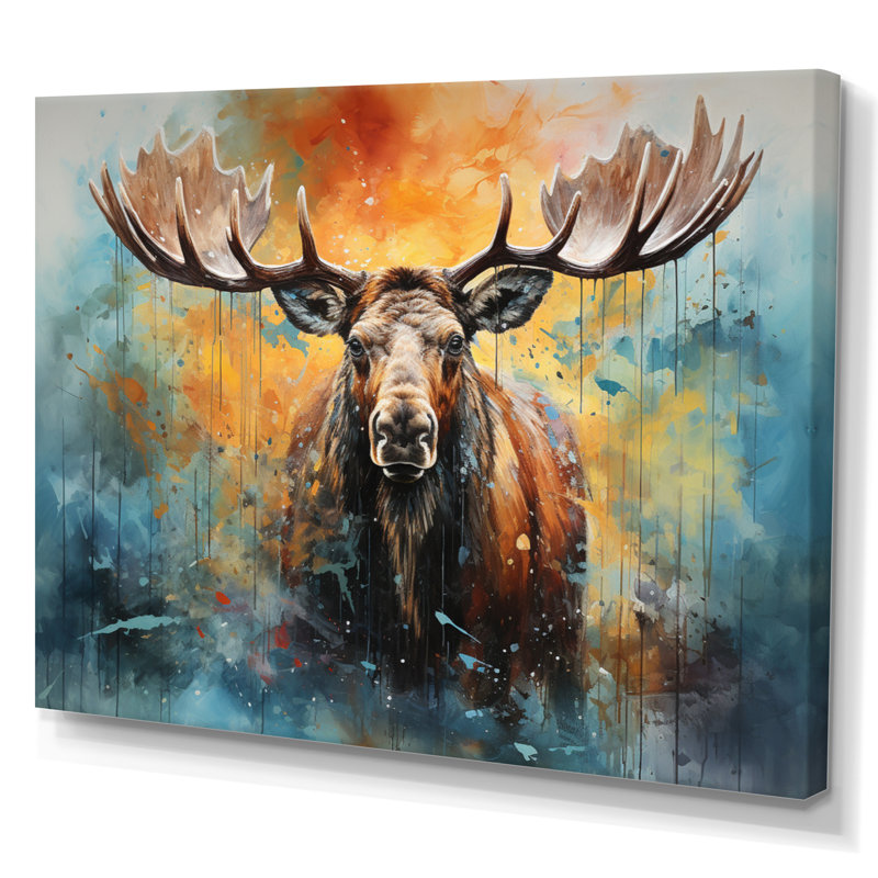 Keelan Colourful Moose Majestic Collage II Framed On Canvas Print, Wrapped Canvas, 34" H x 44" W x 1.5" D