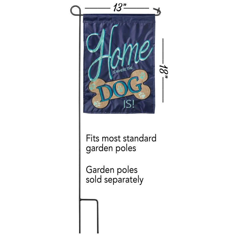 Drapeau de jardin en toile de jute en polyester 18 po x 13 po Home Is Where the Dog