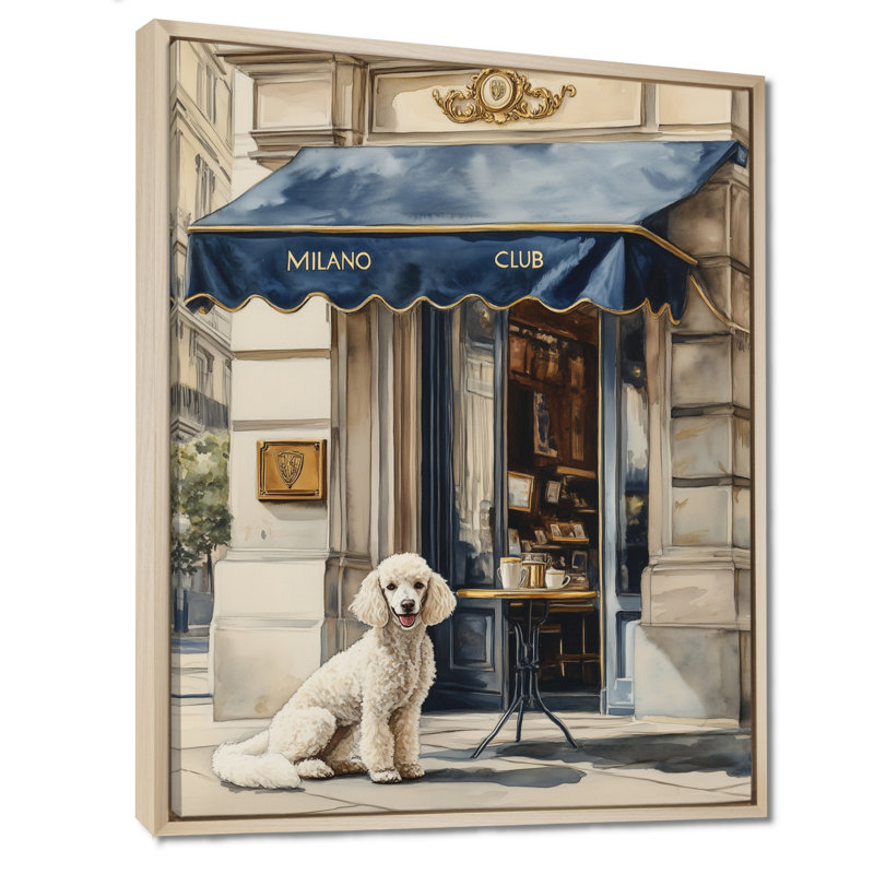Club Caniche Milano - Tableau encadré pour chien, H 32 po x l 24 po, Cadre naturel flottant