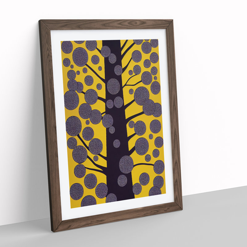Bold Abstract Tree No.6 - Wall Art, 48cm H x 36cm W, Walnut Framed, White