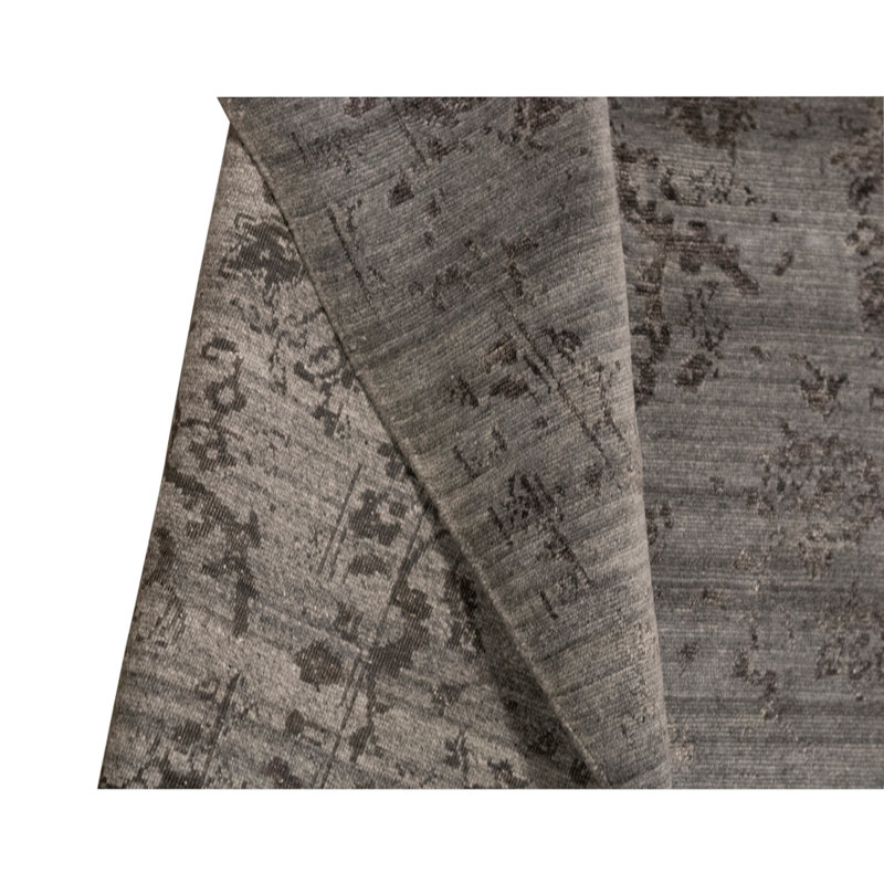 Tapis gris foncé noué à la main de haute qualité