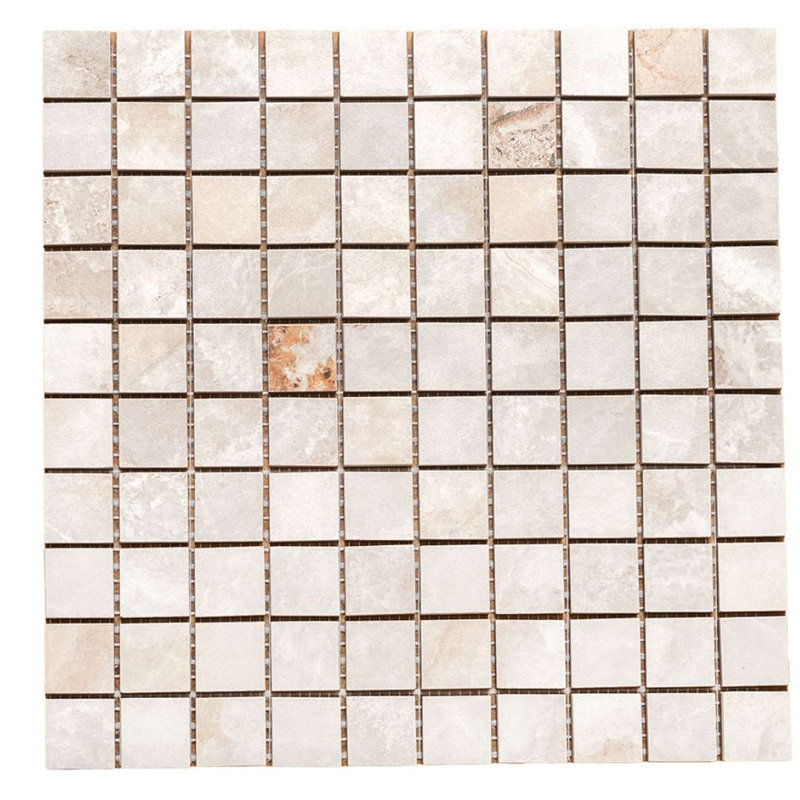Carreau de porcelaine mat pour plancher et mur 1 po x 1 po Banff, Onice Bianco