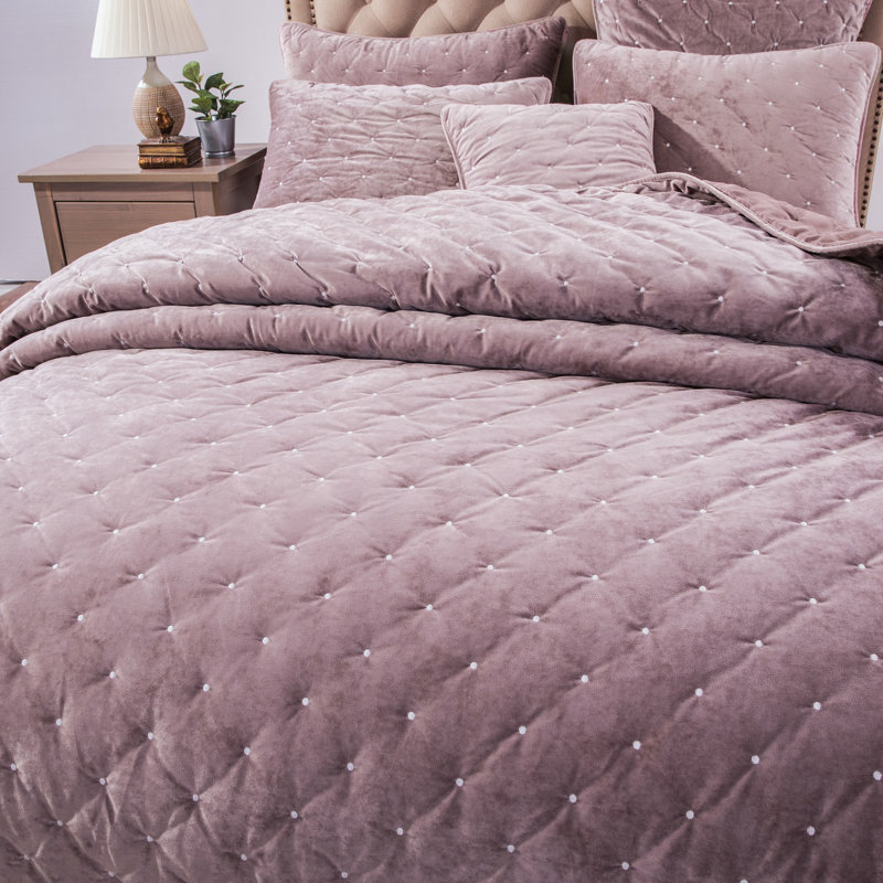 Ensemble de courtepointe Velvety Dreams, Courtepointe grand + 2 couvre-oreillers standard, Mauve