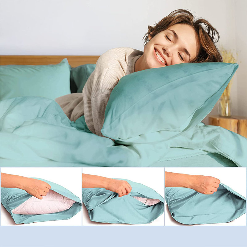 LuxClub 2 PC Light Teal Queen Performance Microfiber Solid Pillowcase Set, Queen Pillowcase, Light Teal