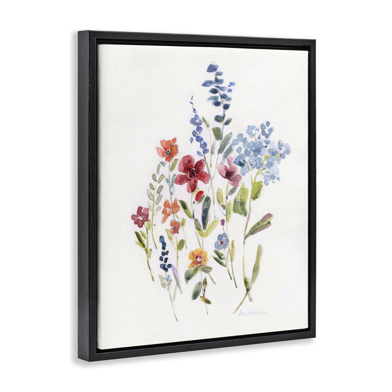 «Blooming Wildflower Buds Floater» par Sally Swatland, Cadre flottant noir de jais, H 21 po x l 17 po