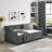Daybed With Trundle Upholstered Tufted Sofa Bed, With Button On Back And Copper Nail On Waved Shape Arms-1979929905-1979929868